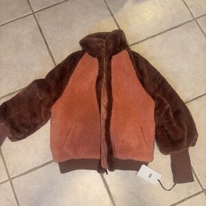 BRAND NEW UGG Augusta Faux Fur & Faux Shearling Baseball Jacket